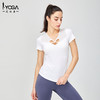 IYOGA白色瑜伽T恤短袖运动吸汗透气速干高弹莱卡面料舒适修身显瘦V领T035 商品缩略图0