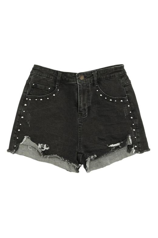 DOTACOKO 黑色钉扣开衩牛仔短裤 1537 商品图4