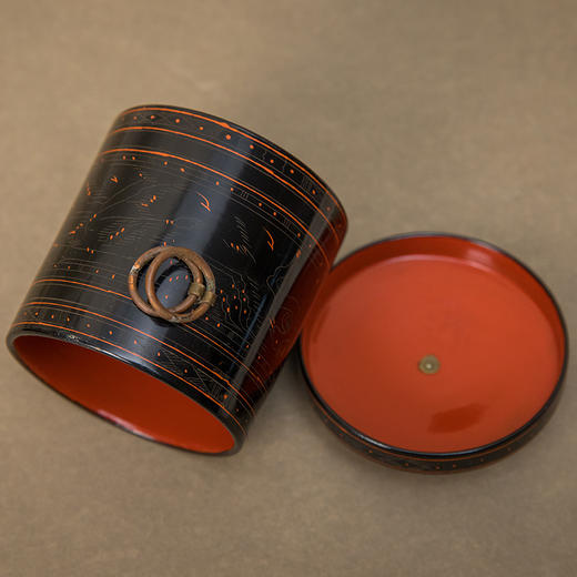 黑漆朱彩汉式罐一组（三件） 商品图2