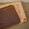 木雕整挖牡丹花卉纹茶盘 商品缩略图3