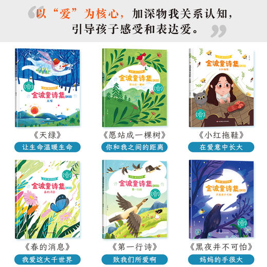 金波童诗集 诗词绘本儿童诗 爱之歌篇 梦之歌篇全套14册 金波作品选诗意美文绘本金波的书儿童诗选3-6岁书籍读物绿色的太阳非注音 商品图1