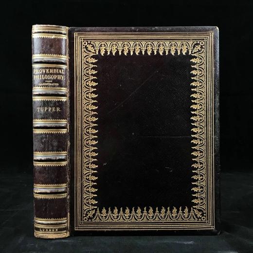 含藏书票特装本！约19世纪后期 塔珀《格言哲学》 约60幅插图 全真皮精装18开 商品图0