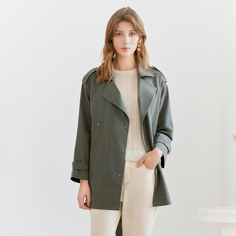 【中长款腰带风衣】23年春夏新品女士西装外套系带收腰风衣外套