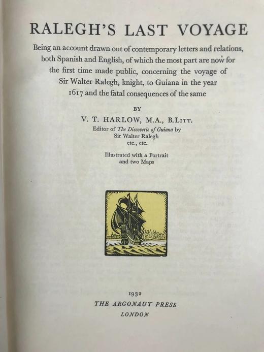 限量版毛边本！有编号！1932年 罗利爵士最后的航海 1幅肖像2幅地图 布面精装16开 商品图3