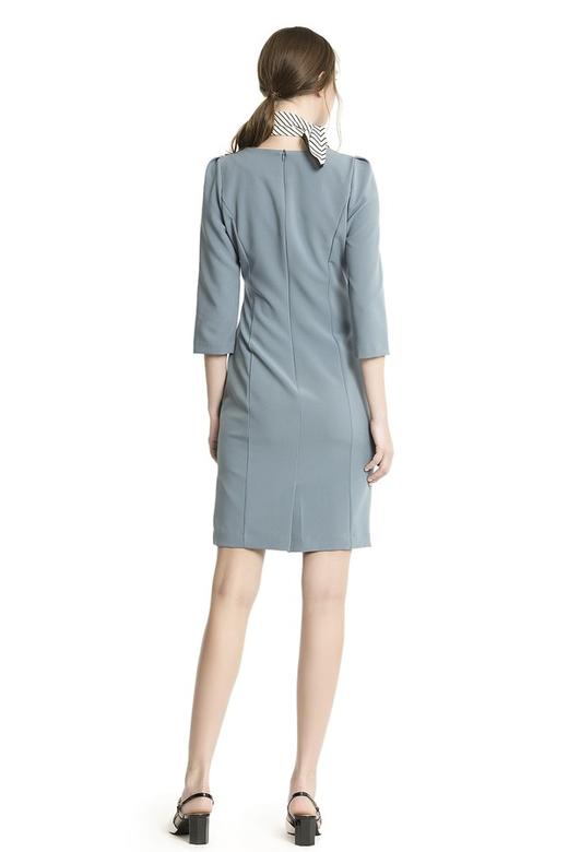 OCTAVIA 灰蓝色褶皱连衣裙 1607 商品图3