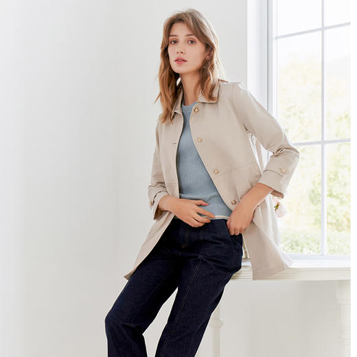 【单排扣中长款外套】23年春夏新品女士时尚通勤防风西装外套 商品图1