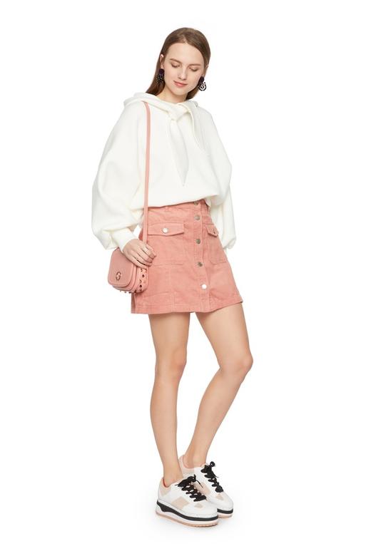 stradivarius 粉色灯芯绒A字短裙 5419 商品图3