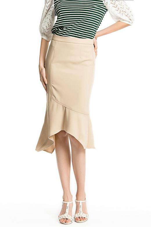 EMC亿美丞 卡其色不对称鱼尾裙 1684 商品图0