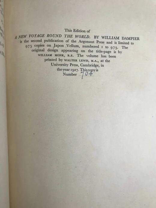 限量版毛边本！有编号！1927年 威廉·丹彼尔《新环球航行》 8幅插图与地图 布面精装16开 商品图12