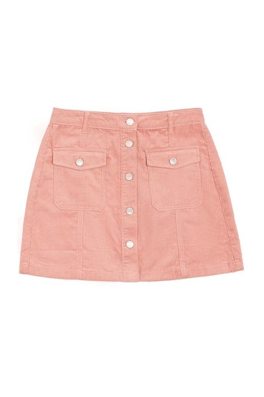 stradivarius 粉色灯芯绒A字短裙 5419 商品图4