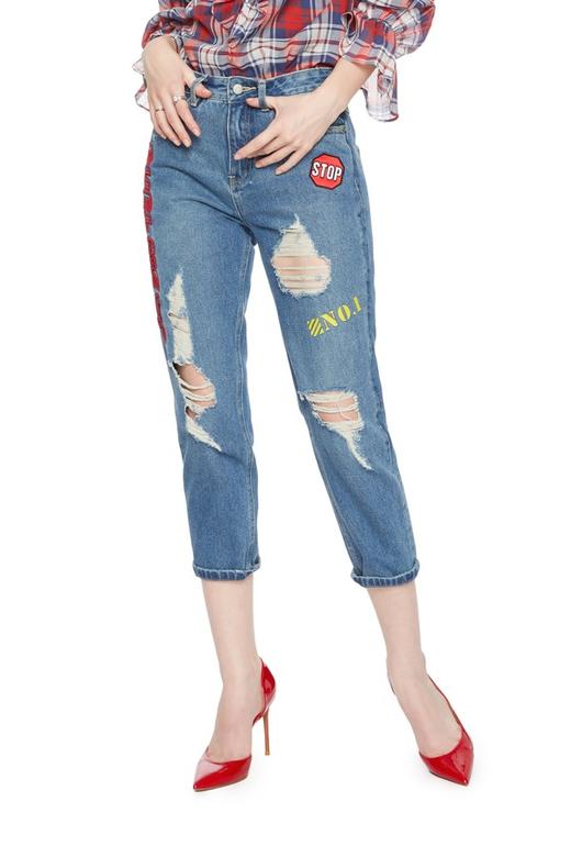 Mo&Co.摩安珂 字母饰破洞牛仔裤 5510 商品图0