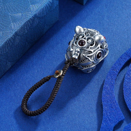 子佩集S999银【萌虎】钥匙扣【YSK554】手把件仿古纯银 商品图2