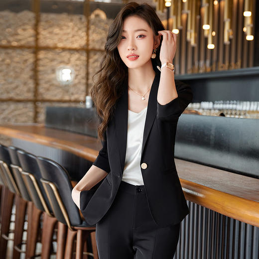 XZ-LY8524春装新款职业装女装套装修身小西装女式中袖西服外套工作服 商品图2