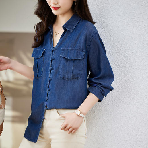清新淡雅，女气质休闲牛仔衬衫HR-SUYUE1400-1 商品图3