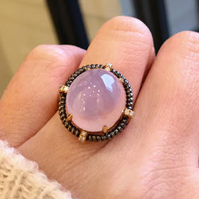 肥润冰紫翡蛋面戒指