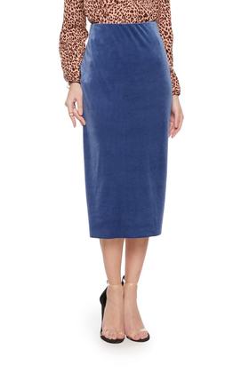 AVA 蓝色丝绒高腰半裙 4436