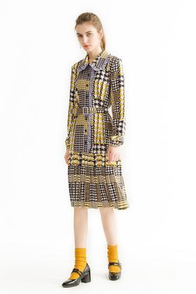 AVA 复古千鸟格衬衫裙 1627