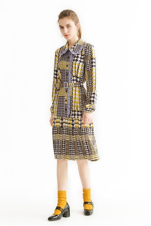 AVA 复古千鸟格衬衫裙 1627 商品图0