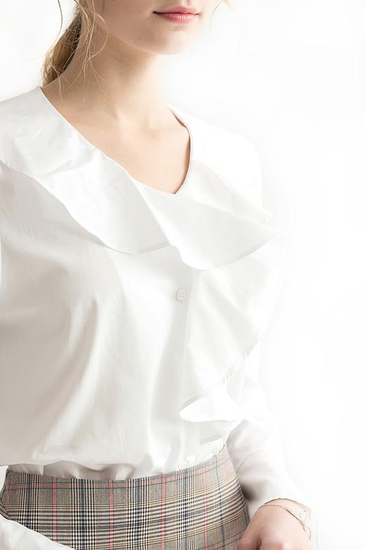 AVA 白色荷叶边宽松上衣 1623 商品图3