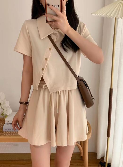 {爆款捡漏}【GZ】无忧购可盐可甜不规则短袖翻领上衣+抽绳短裤两件套610（截单后7天发货) 商品图0