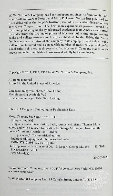 【中商原版】乌托邦 诺顿文学解读系列 英文原版 Norton Critical Editions Utopia Thomas More 商品图4