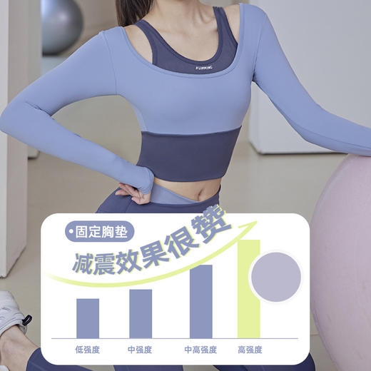 春秋新款瑜伽运动上衣，长袖普拉提训练健身免穿文胸速干假两件CD-JYMC024 商品图3
