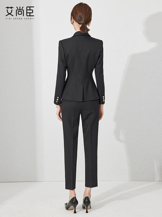 高级感黑色西装套装女春时尚不规则英伦风总裁职业装气质通勤正装 商品图4