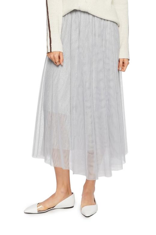 SUMMER & SAGE 浅灰色散摆纱裙 5605 商品图0