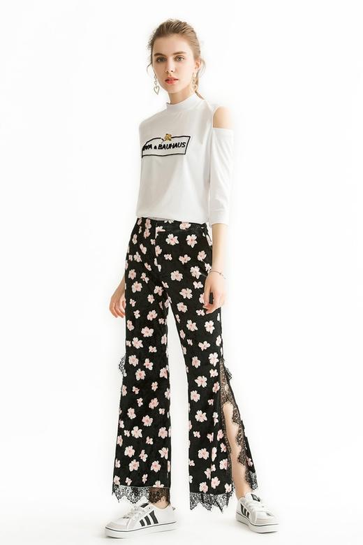 EVA OUXIU伊华欧秀 印花开衩喇叭裤 1525 商品图1