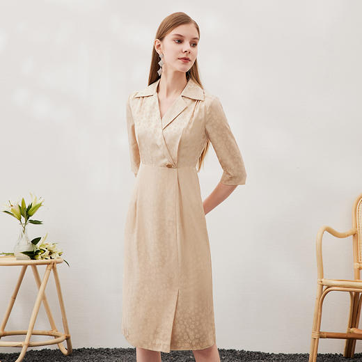 EITIE爱特爱夏季新款印花五分袖长裙碎花连衣裙女7007706 商品图3