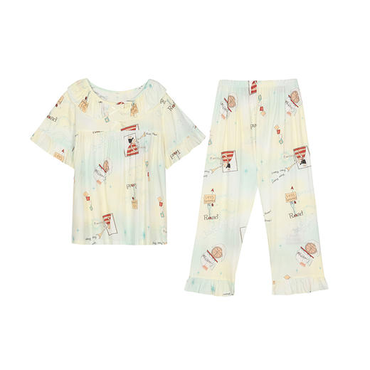 都市丽人梭织人棉薄短袖家居服睡衣LH32C5 商品图4