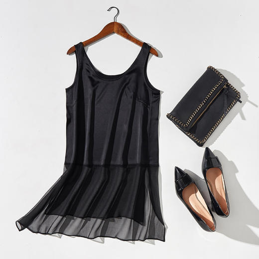 丁摩 桑蚕丝外穿真丝拼接网纱背心桑蚕丝打底背心19-32 DB299240531 商品图5