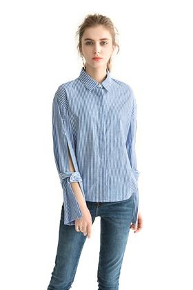 SUMMER & SAGE 优雅海军蓝条纹衬衫 1470