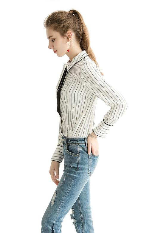 LILY 黑灰竖条纹领结衬衫 1479 商品图2