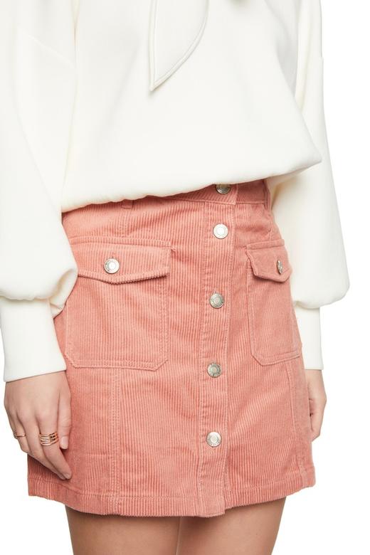 stradivarius 粉色灯芯绒A字短裙 5419 商品图2