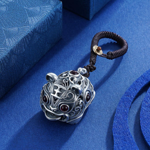 子佩集S999银【萌虎】钥匙扣【YSK554】手把件仿古纯银 商品图3
