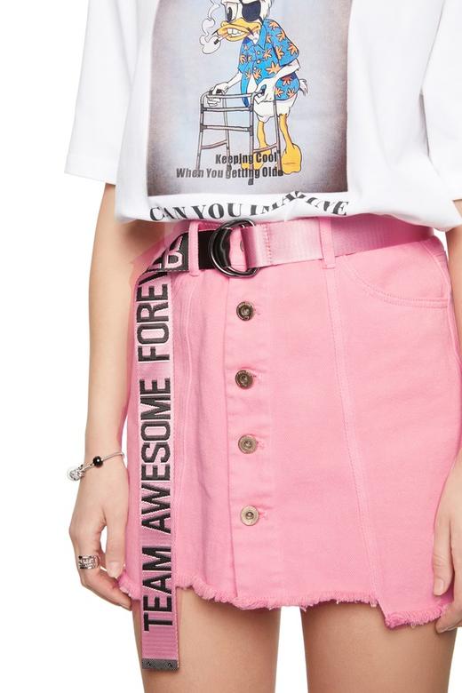 FIVE PLUS（5+） 粉色磨边束腰A字裙 5430 商品图4