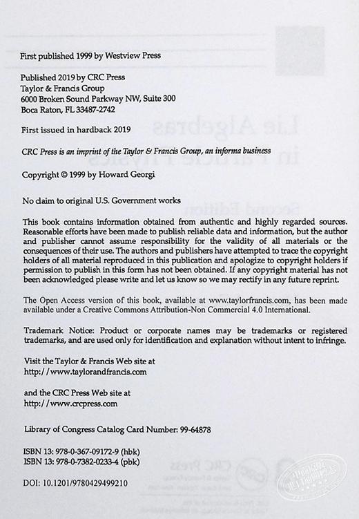 【中商原版】Lie Algebras In Particle Physics 豆瓣阅读 英文原版 粒子物理学中的李代数 Howard Georgi 商品图4