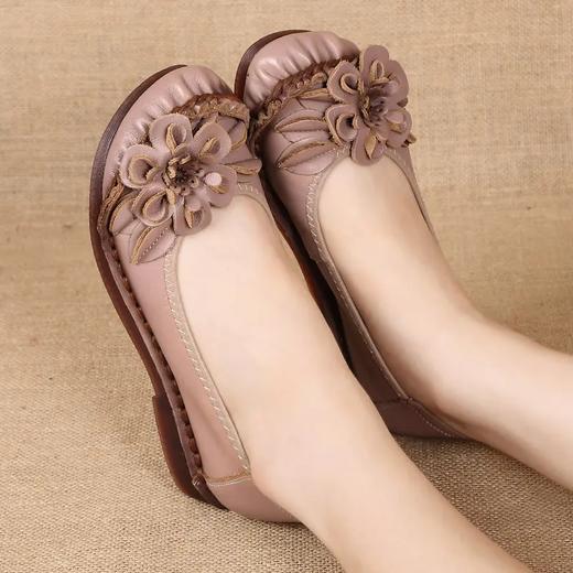 复古真皮平底，防滑软底舒适妈妈鞋LLTS9558 商品图2