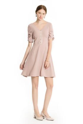 Snidel 藕粉色泡泡袖连衣裙 1510