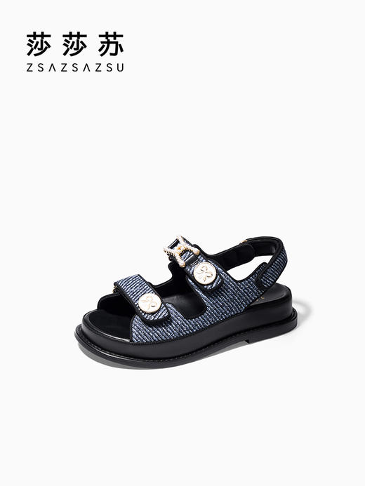 【2F】[锁链结]莎莎苏2023夏季魔术贴沙滩凉鞋外穿珍珠小香风运动凉鞋女 商品图2