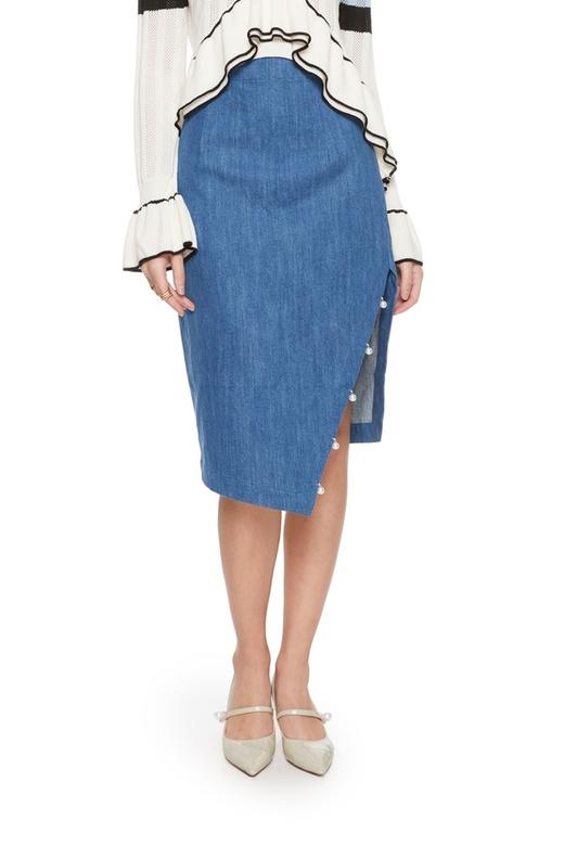 DONG DE XI 不规则开衩牛仔半身裙 4043 商品图0