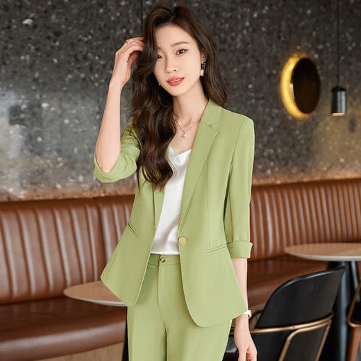 XZ-LY8524春装新款职业装女装套装修身小西装女式中袖西服外套工作服 商品图1