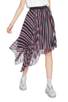SUMMER & SAGE 不规则条纹百褶半裙 5923