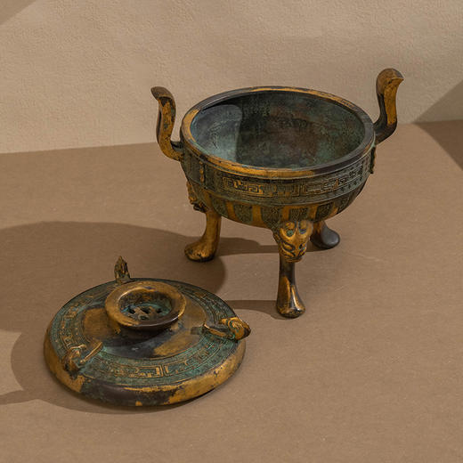藏六款涂金三足鼎式铜香炉 商品图2
