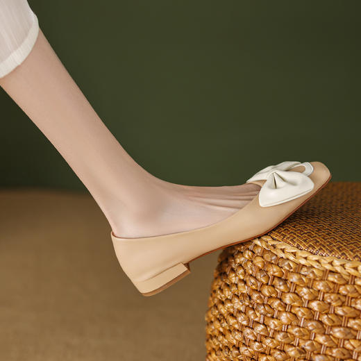 优雅百搭，蝴蝶结经典款低跟单鞋OFSM6691-1 商品图2