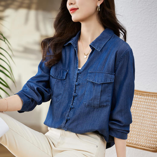 清新淡雅，女气质休闲牛仔衬衫HR-SUYUE1400-1 商品图5