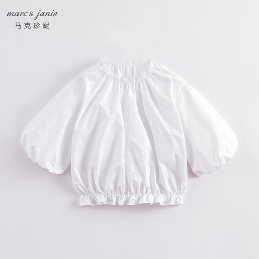 马克珍妮春夏新款 女童北欧风花苞袖一字领纯棉衬衫230315 商品图2