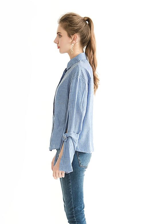 SUMMER & SAGE 优雅海军蓝条纹衬衫 1470 商品图2