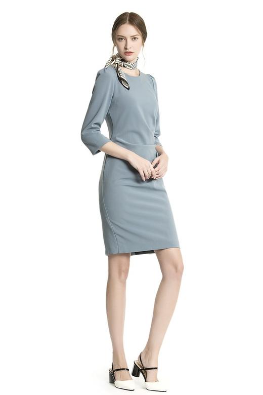 OCTAVIA 灰蓝色褶皱连衣裙 1607 商品图1